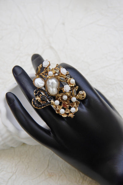 Turkish Pearl Cluster adjustable Ring - RS ZEVARS