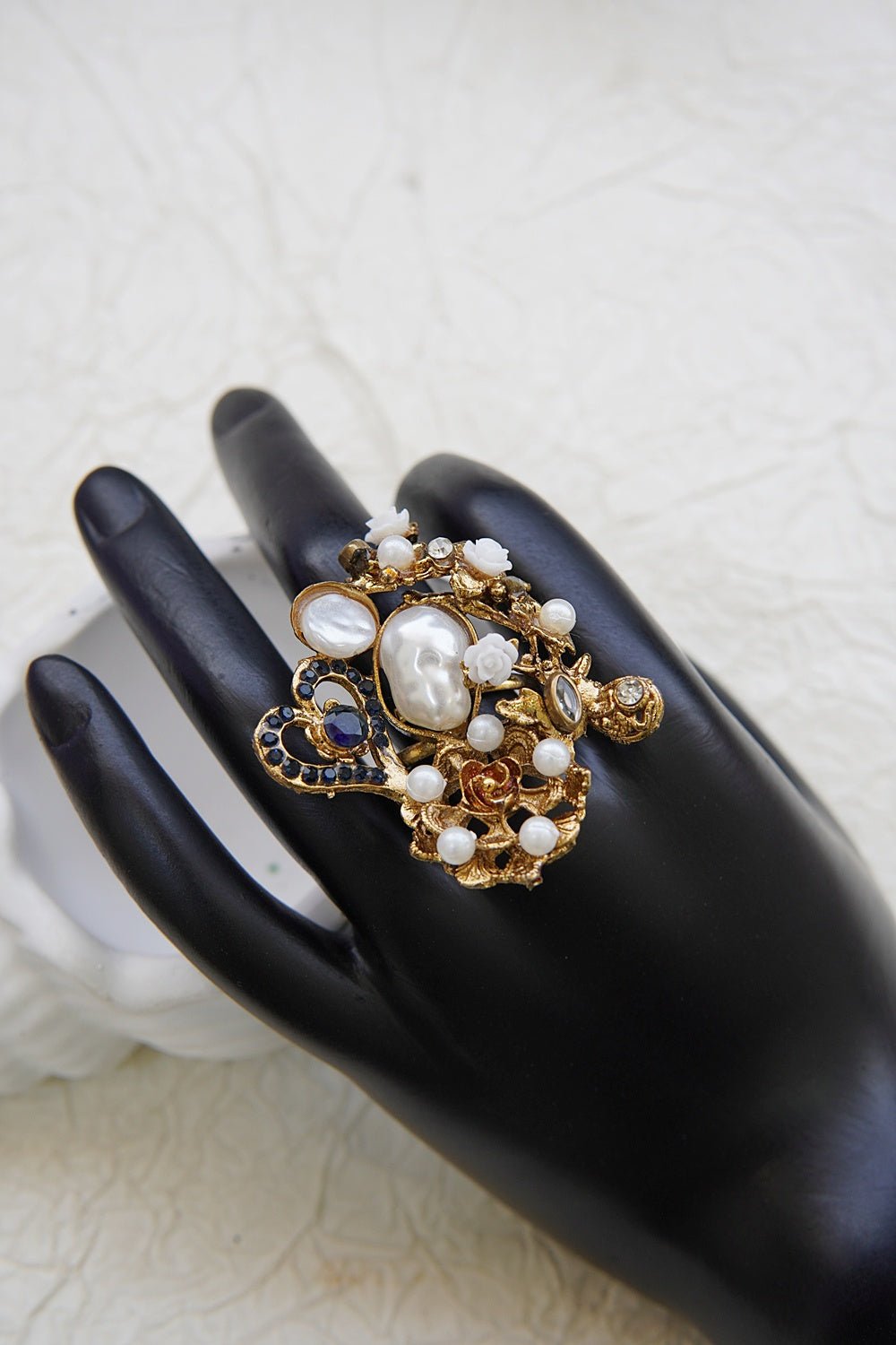 Turkish Pearl Cluster adjustable Ring - RS ZEVARS