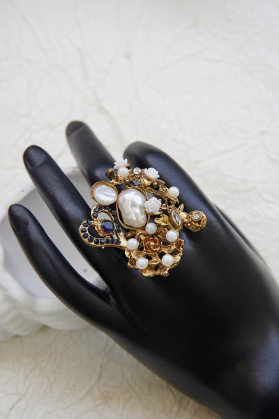 Turkish Pearl Cluster adjustable Ring - RS ZEVARS