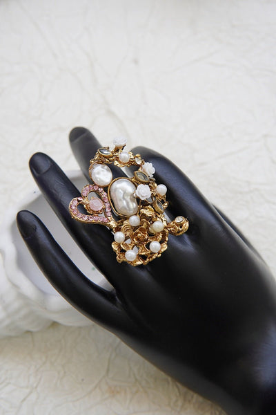 Turkish Pearl Cluster adjustable Ring - RS ZEVARS