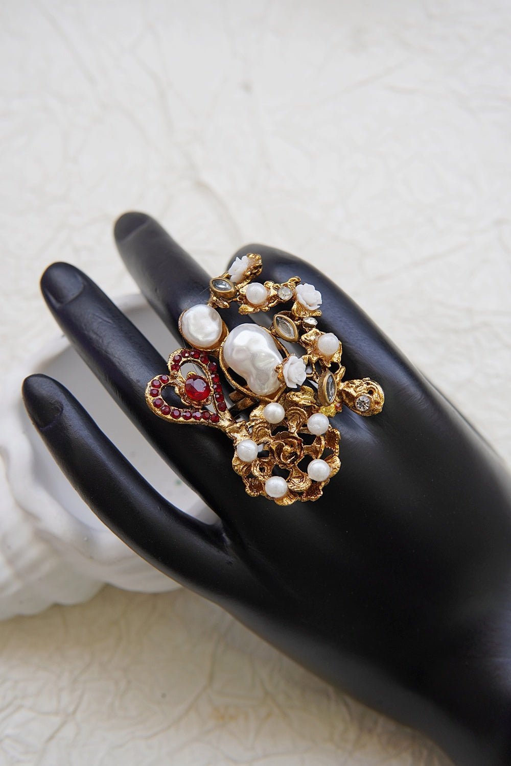 Turkish Pearl Cluster adjustable Ring - RS ZEVARS