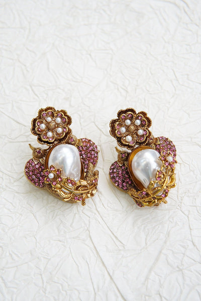 Turkish Vintage Pearl Filigree Earrings - RS ZEVARS