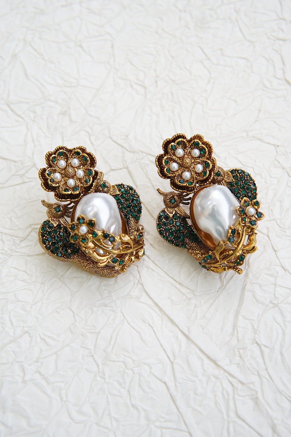 Turkish Vintage Pearl Filigree Earrings - RS ZEVARS