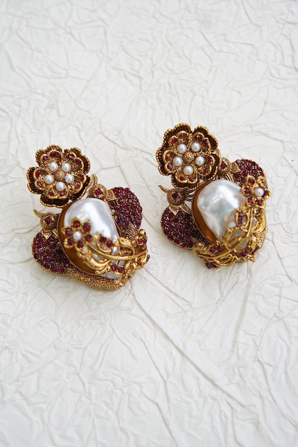 Turkish Vintage Pearl Filigree Earrings - RS ZEVARS