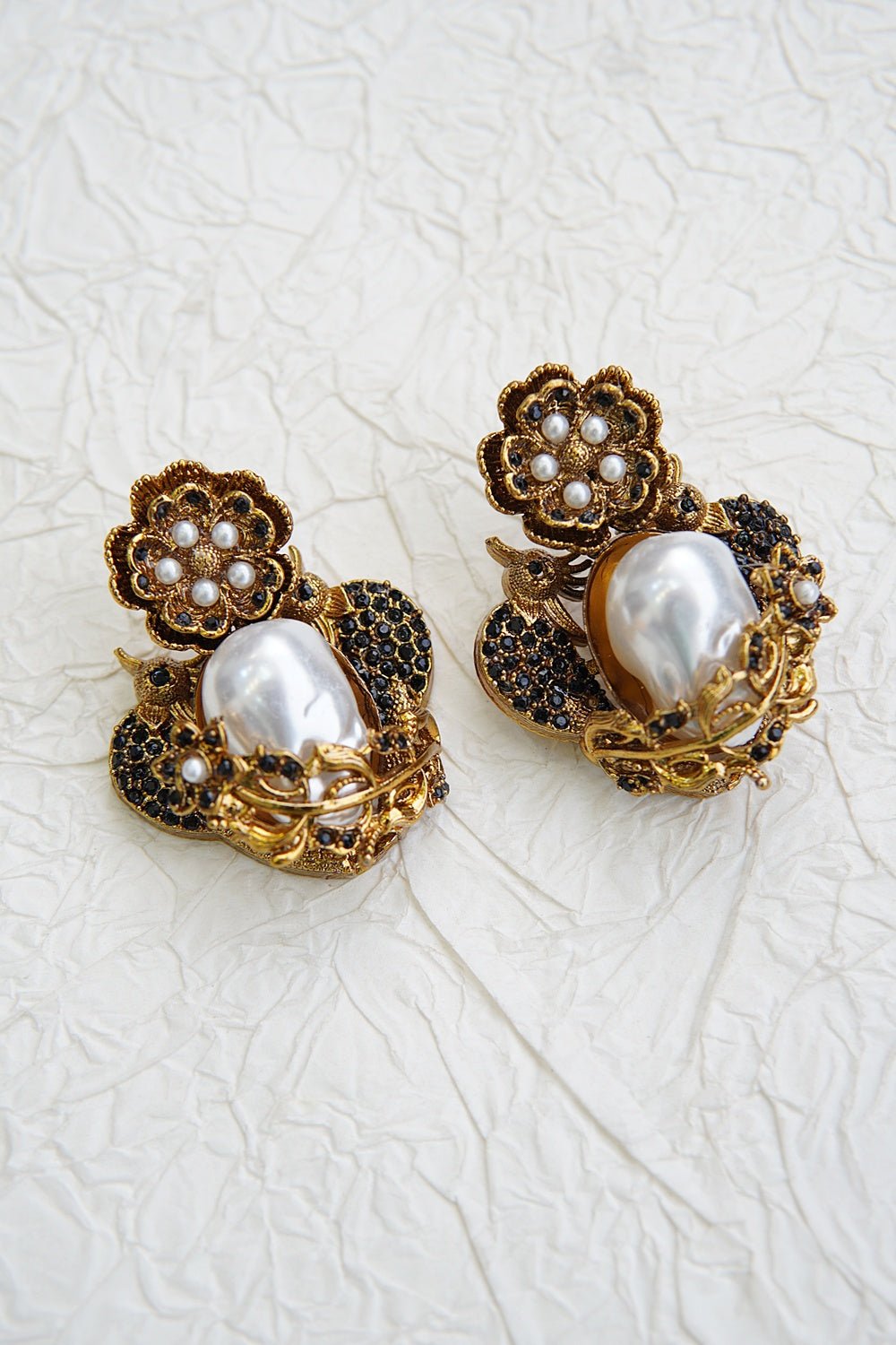 Turkish Vintage Pearl Filigree Earrings - RS ZEVARS